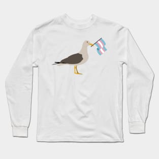 Seagull Holding Trans Pride Flag Long Sleeve T-Shirt